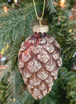 Brown Glass Pine Cone 2in