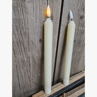 Cream Honeycomb 10in Taper 3D Flame 2 Pack