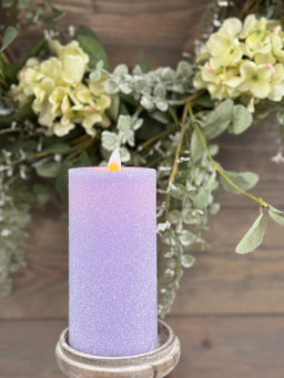 Lavender Frosted Moving Flame LED Candler 3x6in