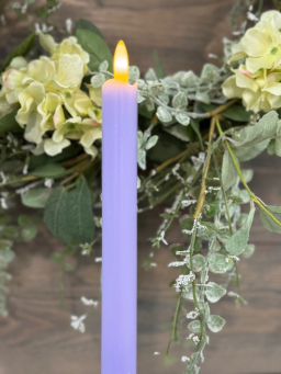 Lavender Taper Candle 3D Realistic Flame 0.8x10in