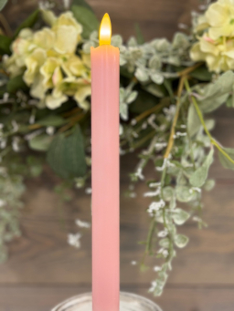 Pink Taper Candle 3D Realistic Flame 0.8x10in