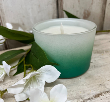 Green Faded Paint Glass Wax Candle 4.4x3.2in