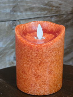 Orange Mottle Moving Flame LED Candle 3in by 4in