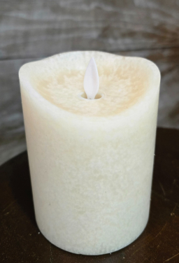 Cream Mottle Moving Flame LED Candle 3in by 4in