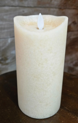 Cream Mottle Moving Flame LED Candle 3in by 6in