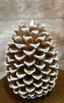 Pine Cone Moving Flame LED Candle 5x6.5in