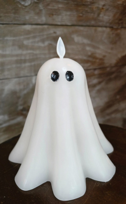 Ghost with Feet, Moving Flame LED Candle 5.3x5in