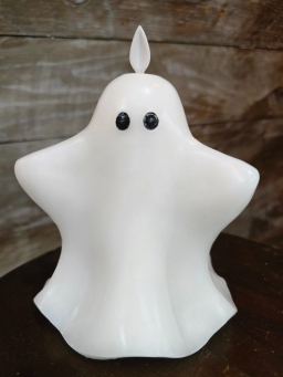 Ghost with Hands Moving Flame LED Candle 4.6x5.3in