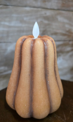 Brown Pumpkin Moving Flame LED Candle 3.8x4.7in