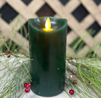 Green Non Drip Moving Flame LED Candle 3in by 4in