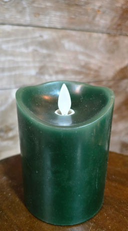 Green Non Drip Moving Flame LED Candle 3in by 6in