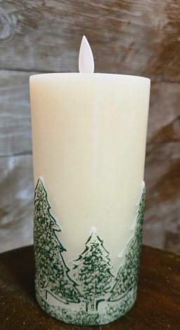 Holdiay Green Tree Moving Flame Candle 3x6in