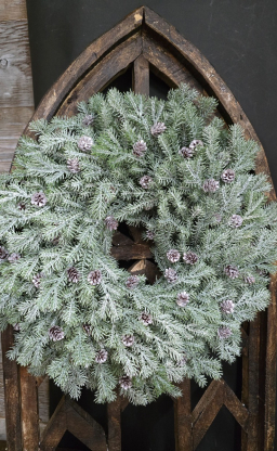 Frosted Pinecone Wreath 15.5in