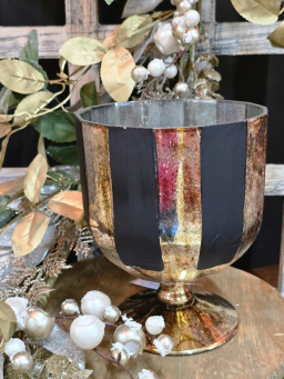 Ebony & Gold Planter Vase 5.5x5.5x7in