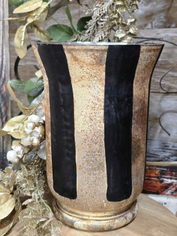 Ebony & Gold Urn Vase 6.5x6.5x10in