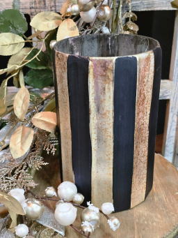 Ebony & Gold Slendor Vase 5x5x8in