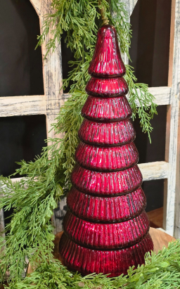 Red Mercury Glass Tree 6.5x6.5x15in