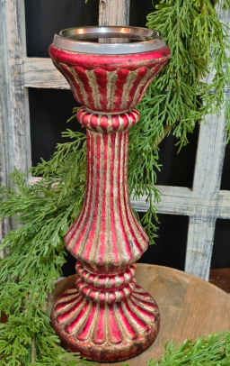 Tall Candy Striped Pillar Candle Holder 5x5x16.5in