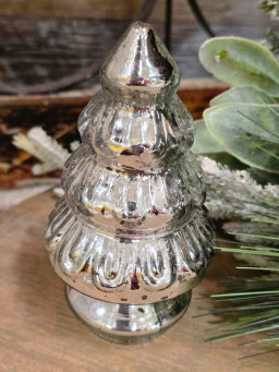 Silver Mercury Glass Tree 3.5x3.5x6.5in