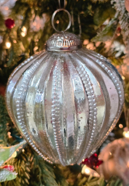 Silver Beaded Dream Ornament 4.5x4.5x5.5in