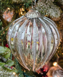 Jeweled Mercury Glass Ornament 3.5x3.5x4.5in