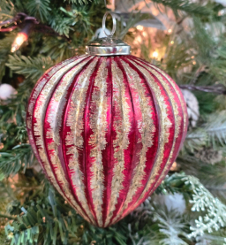 Candy Striped Gum Drop Ornament 5x5x5.5in