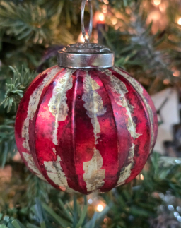 Red & Gold Regal Ball Ornament 4x4x4.5in