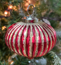 Mini Mercury Peppermint Kiss Ornament 3x3x3in