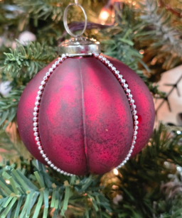 Red Pearl Ball Ornament 3.5x3.5x3.5in