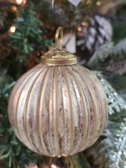 Antique Champagne Ball Ornament 3x3x3in