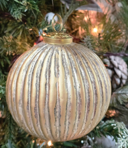 Festive Fluting Ball Ornament 4x4x4.5in