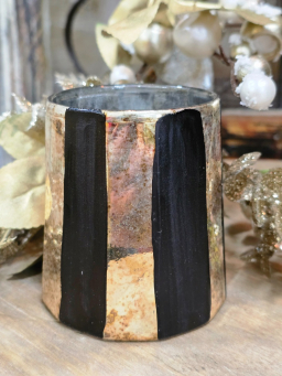 Ebony & Gold Mini Vase 3x3x3in