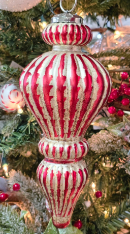 Lg. Vintage Candy Striped Ornament 5x5x12in