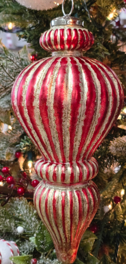 Jumbo Vintage Candy Striped Ornament 6.5x6.5x16in