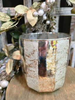 Tall Shimmering Gold Cup Vase 5.5x6in