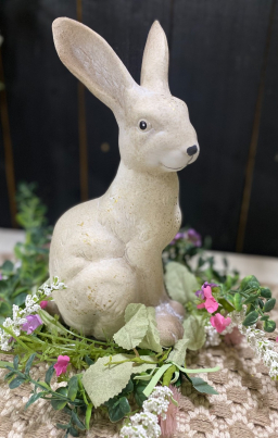 White Ceramic Bunny 6x9in