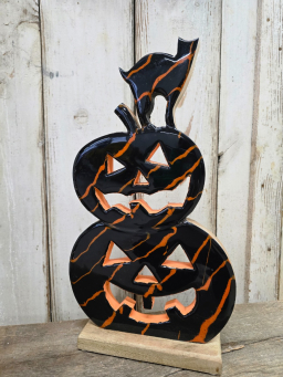 Marbled Pumpkin With Cat 17x10in