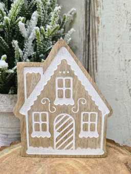 Wooden Gingerbread House 5x5.5in