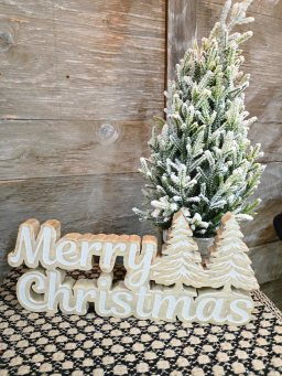 Wooden Merry Christmas 15x7in