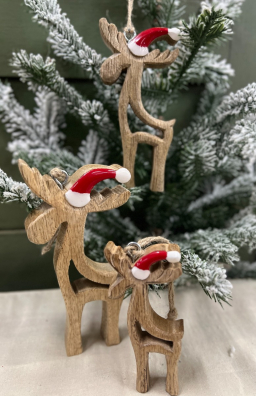 Santa Reindeer Ornament Set 4,5 and 6in