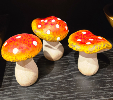 Flat Top Mushroom Trio 7.75x3x3.5in