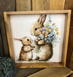 Bunnies Wooden Tray 12in