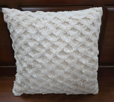 Beige Square Waffle Pillow 15.5x15.5x1in