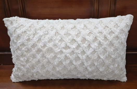 Beige Rectangle Waffle Pillow 12x19.5x1in