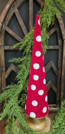 Red Polka Dot Cone Tree 12.5x4.5x4.5in