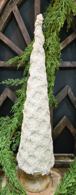 Med Fuzzy Beige Cone Tree 21.5x4.5x4.5in