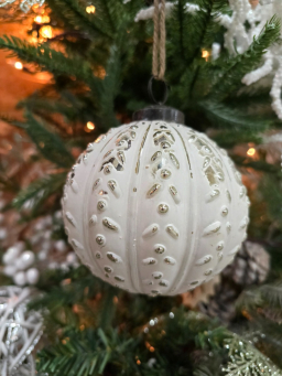 Small White Christmas Orb 4x4x4in