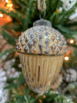 Small Gilded Acorn Ornament 5.5x3.5x3.5in