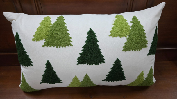 Rectangle Multie Colored Tree Pillow 12x19.5x1in