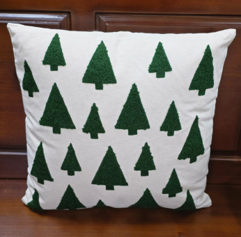 Square Dark Green Tre Pillow 15.5x15.5x1in